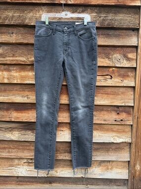 Imogene + Willie skinny black denim jeans raw hem